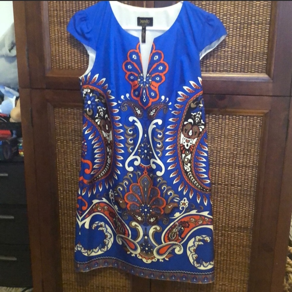 LAUNDRY silk dress🧡💙